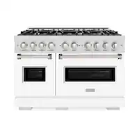ZLINE - 48 in. Classic Double Oven Gas Range with 8 Burners (CGRS-WM-48) - White Matte - Front_Zoom
