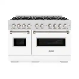 ZLINE - 48 in. Classic Double Oven Gas Range with 8 Burners (CGRS-WM-48) - White Matte