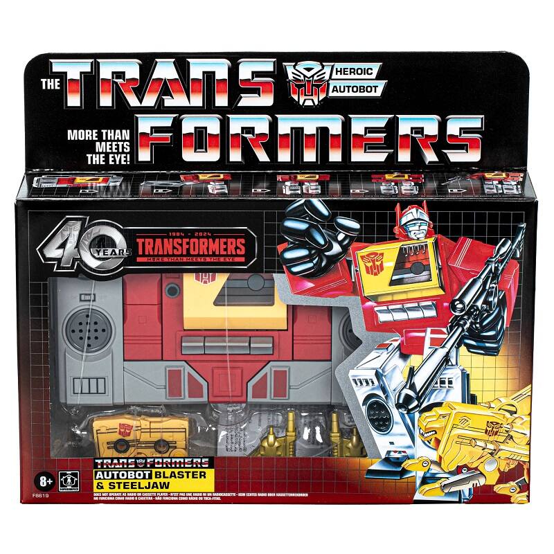 Sure, here is the corrected and grouped text from the image:

---

**THE TRANSFORMERS**

**HEROIC AUTOBOT**

**MORE THAN MEETS THE EYE!**

**40 YEARS**

**TRANSFORMERS**

**TRADE OF FORMERS**

**AUTOBOT BLASTER & STEELJAW**

**8+**

**FEB819**

---

**1984 - 2024**

**MORE THAN MEETS THE EYE!**

**TRADE OF FORMERS**

**AUTOBOT BLASTER & STEELJAW**

**8+**

**FEB819**

---

**HEROIC AUTOBOT**

**TRADE OF FORMERS**

**AUTOBOT BLASTER & STEELJAW**

**8+**

**FEB819**

---

**1984 - 2024**

**MORE THAN MEETS THE EYE!**

**TRADE OF FORMERS**

**AUTOBOT BLASTER & STEELJAW**

**8+**

**FEB819**

---

**HEROIC AUTOBOT**

**TRADE OF FORMERS**

**AUTOBOT BLASTER & STEELJAW**

**8+**

**FEB819**

---

**