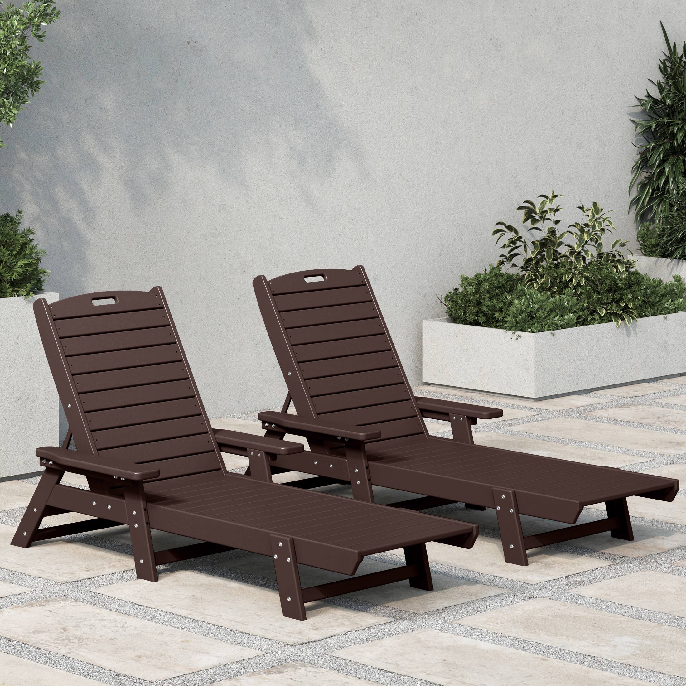 Angle. WestinTrends - WestinTrends Malibu Poly Reclining Chaise Lounge (Set Of 2) - Dark Brown.