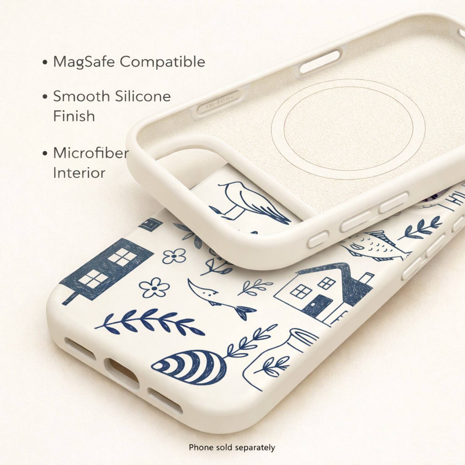 - MagSafe Compatible
- Smooth Silicone Finish
- Microfiber Interior

Phone sold separately