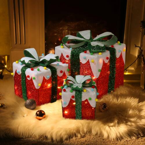 Alt View 9. Winado - 3 PCS Christmas Lighted Gift Boxes for Decorations Holiday Party Home Yard - Multicolor.