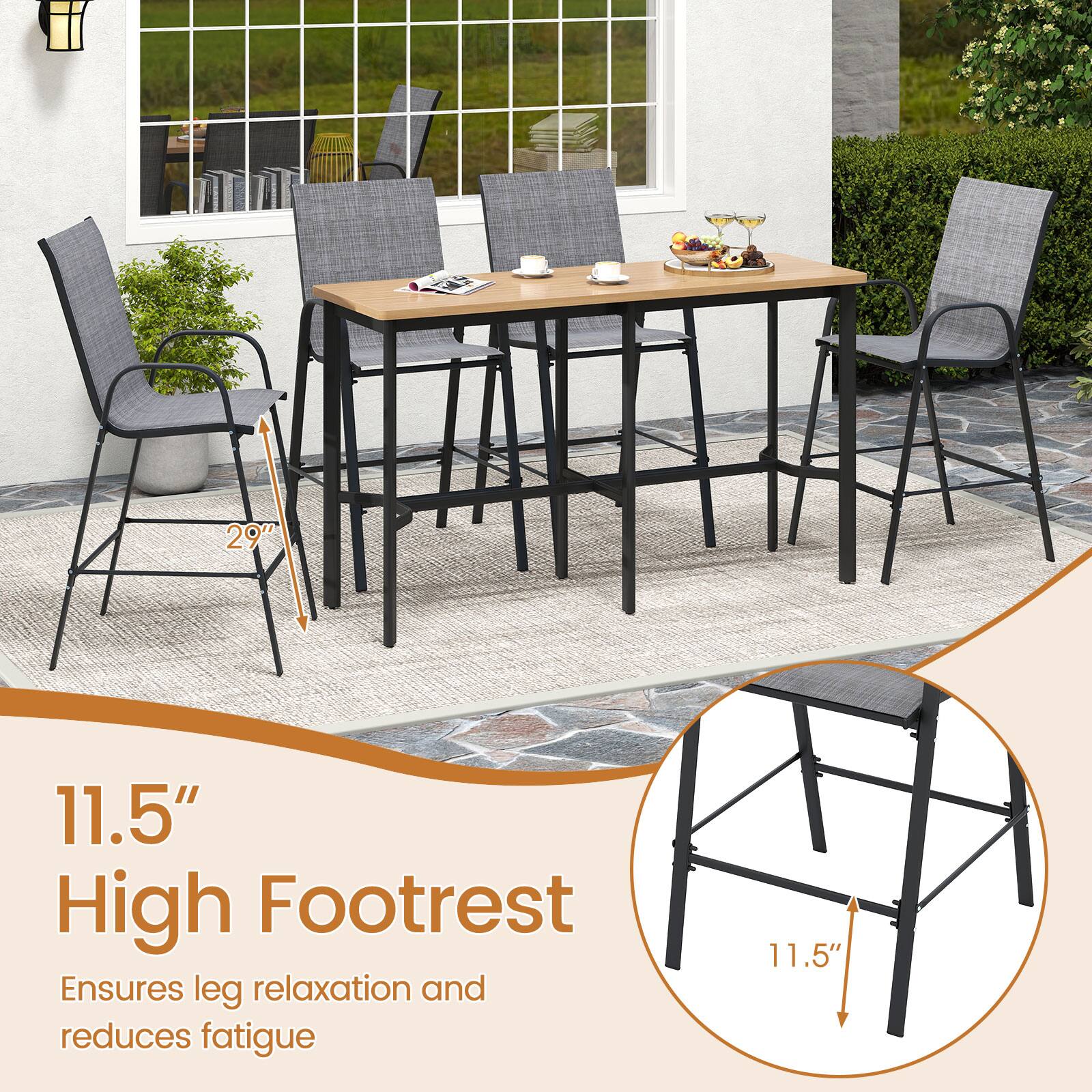 11.5" High Footrest  
Ensures leg relaxation and reduces fatigue