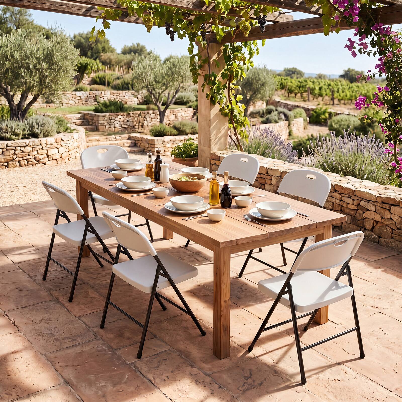 Alt View 5. Costway - Costway Foldable Plastic Chairs Set of 6 with Curved PP Seat Ergonomic Backrest Metal Legs - White.