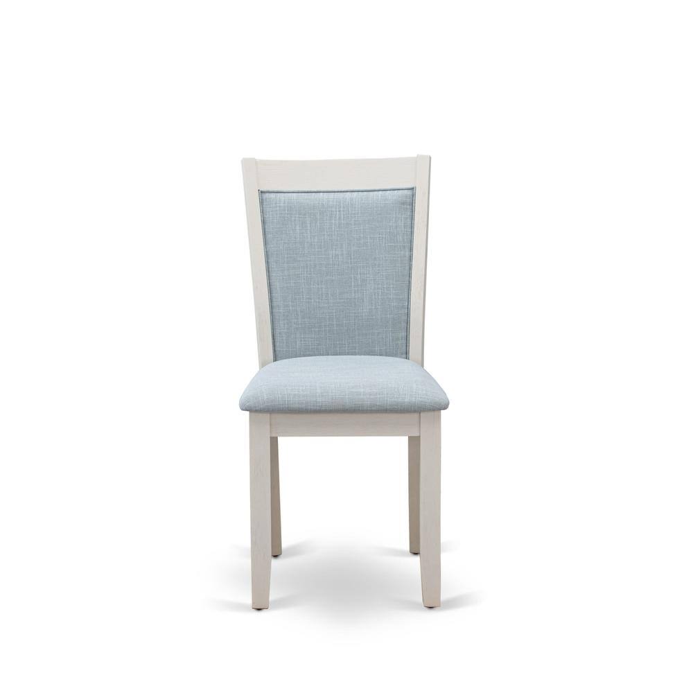Angle. East West Furniture - X026MZ015-7 7-Piece Dining Table Set Contains a Wooden Table and 6 Baby Blue Dining Room Chairs - Wire Brushed Linen - Multi-Color.
