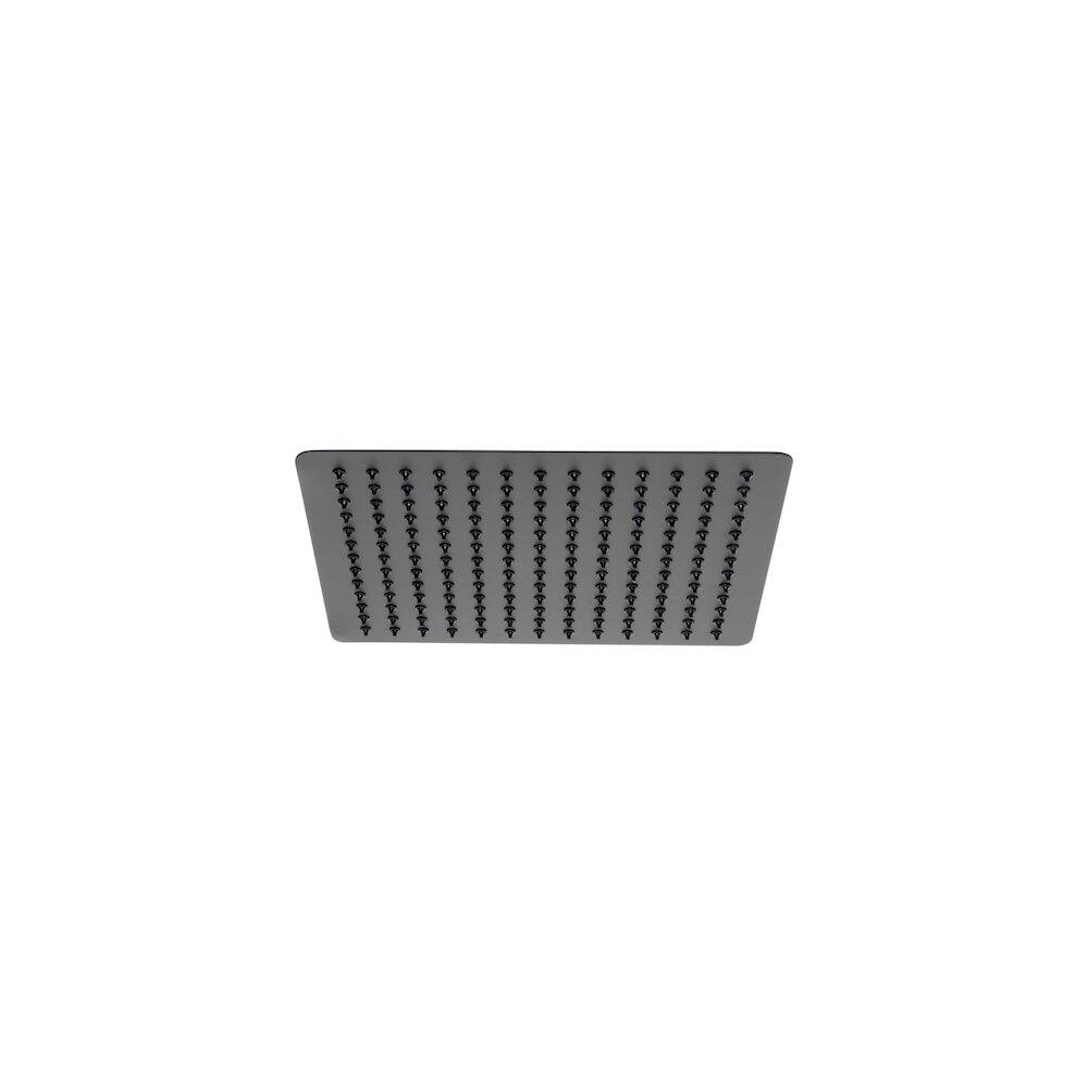 Back. Alfi - Matte Black Stainless Steel 12" Square Ultra-Thin Rain Shower Head - Black.