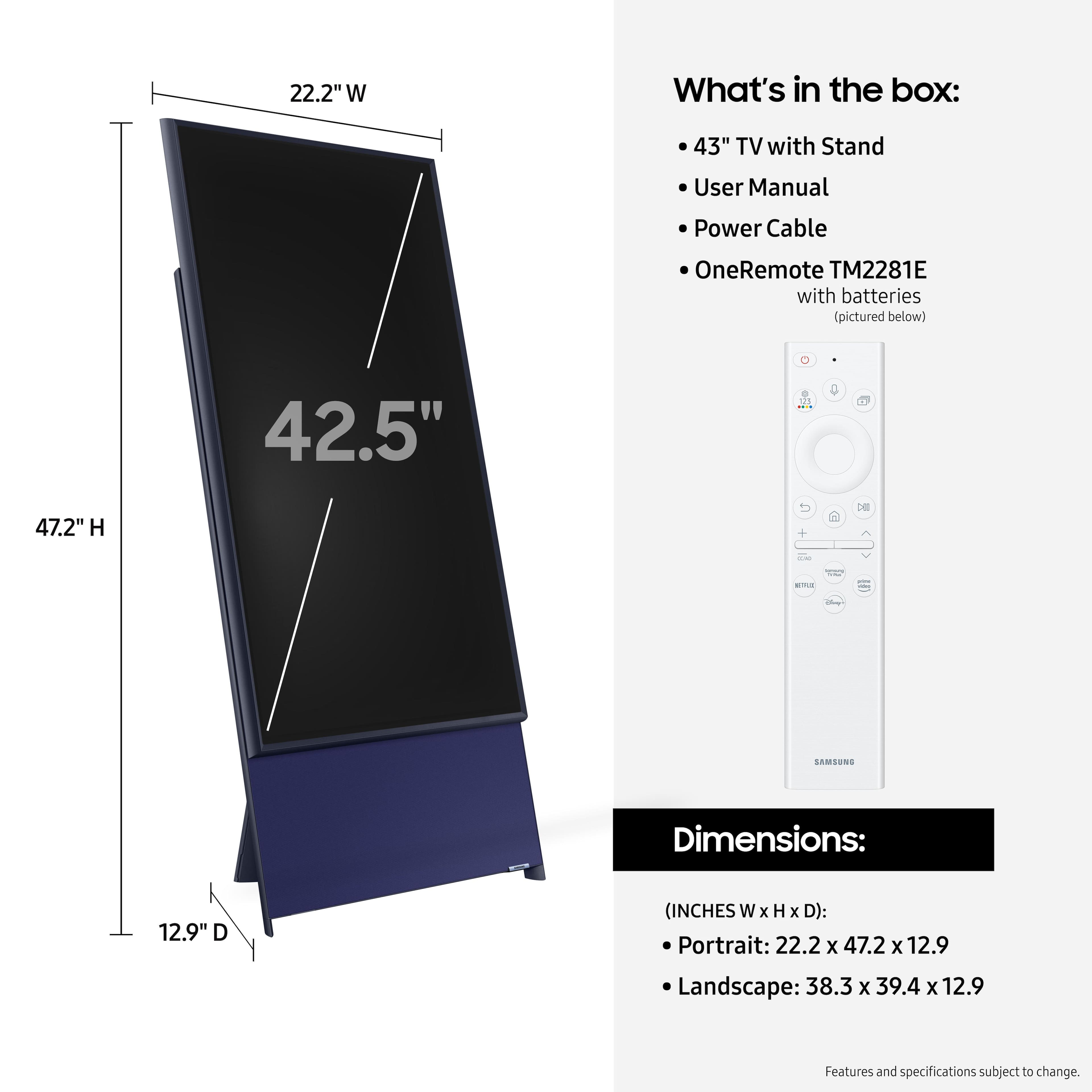Alt View 14. Samsung - 43" Class The Sero QLED 4K Smart TV (2022) - Navy Blue.