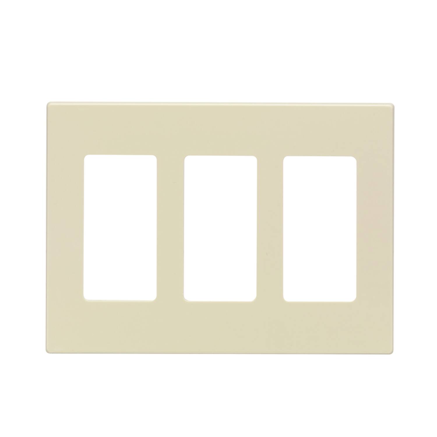 Angle. Leviton - Leviton Decora Plus Almond 3 gang Polycarbonate Decorator Screwless Wall Plate 1 each - Almond.
