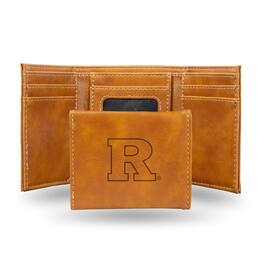 Rico Industries - Rutgers Scarlet Knights Laser Engraved Brown Trifold Wallet - Multi