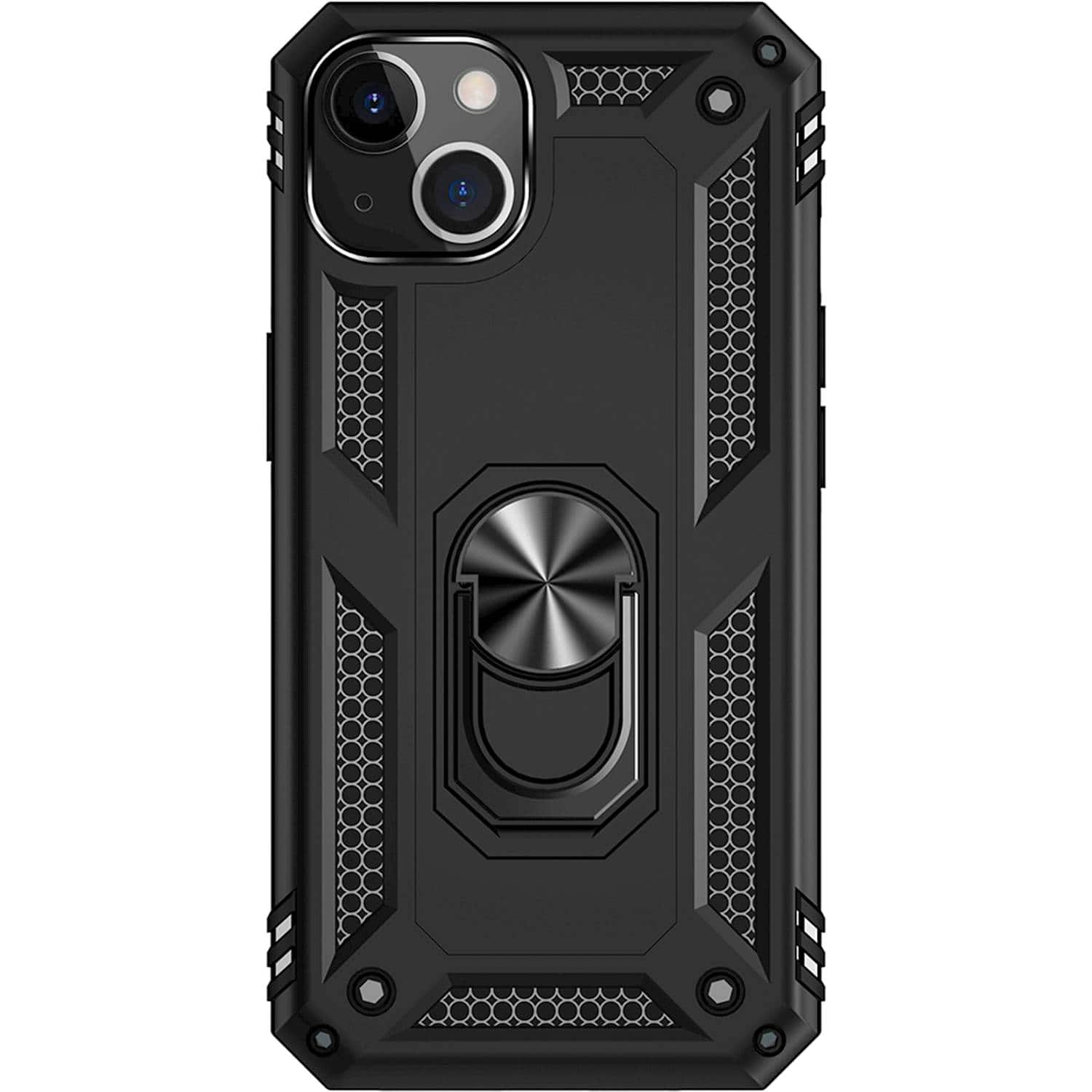 Front. SaharaCase - Kickstand with Belt Clip Case for Apple iPhone 13 and iPhone 14 - Black.