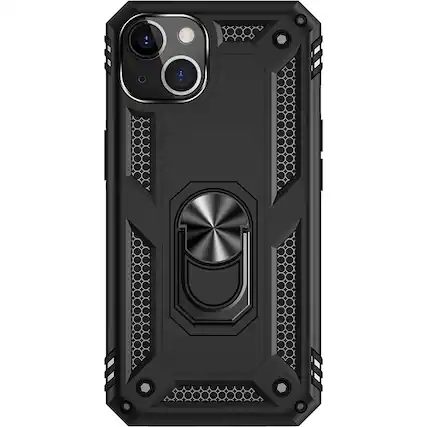Front. SaharaCase - Kickstand with Belt Clip Case for Apple iPhone 13 and iPhone 14 - Black.