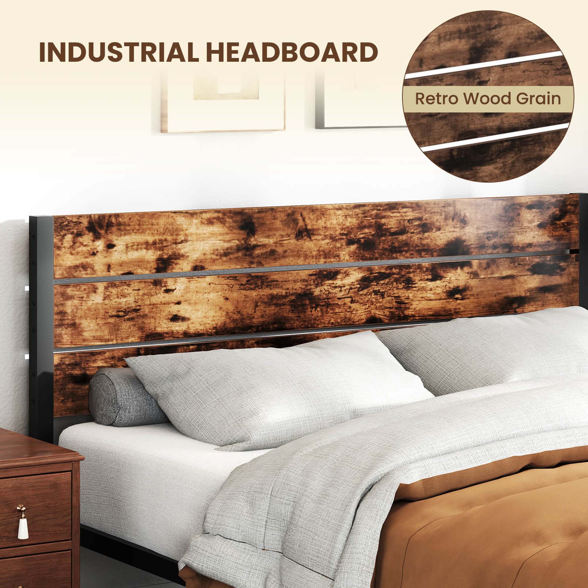 INDUSTRIAL HEADBOARD Retro Wood Grain