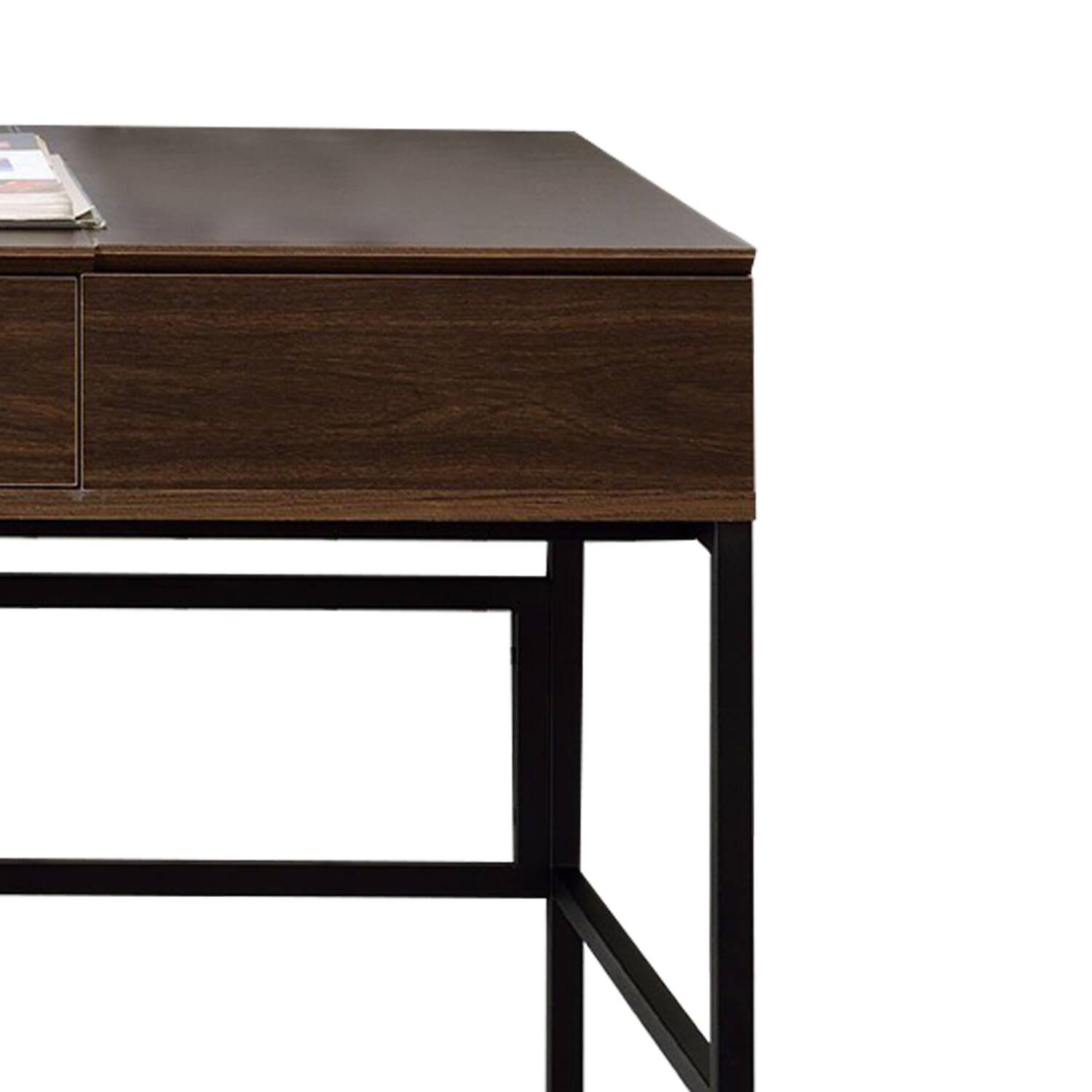 Left. Manhattan Lane - Writing Desk with Lift Top Storage and USB Plugin, Brown - Brown.