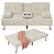 Front. Best Choice Products - Best Choice Products Modern Linen Convertible Futon Sofa Bed w/ Removable Armrests, Metal Legs, Cupholders - Ivory - Ivory.