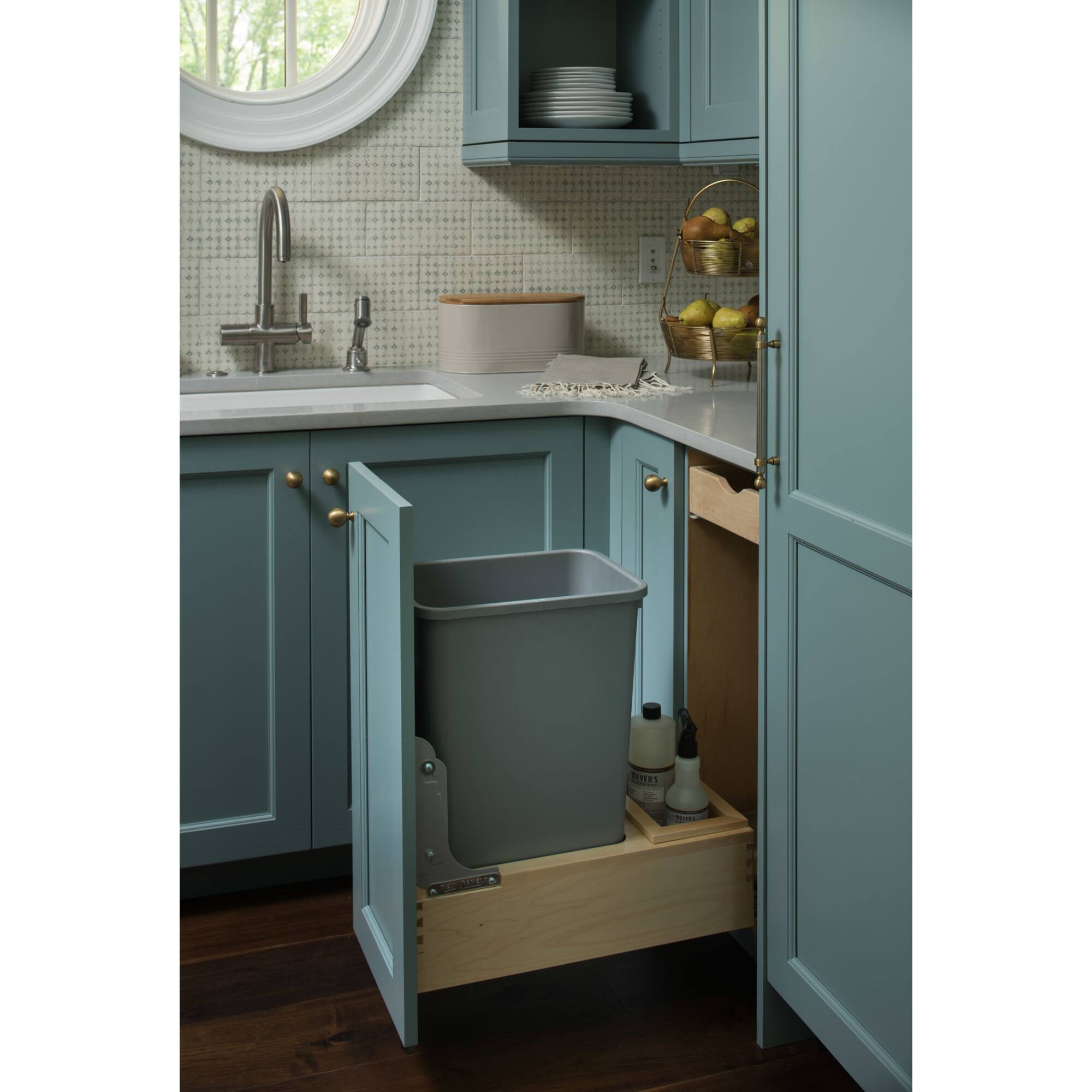 Alt View 1. Rev-A-Shelf - Rev-A-Shelf Pullout Trash Can 50 qt. w/Soft-close Soft-open, 4WCBM-1550DM-1 - Natural Maple.