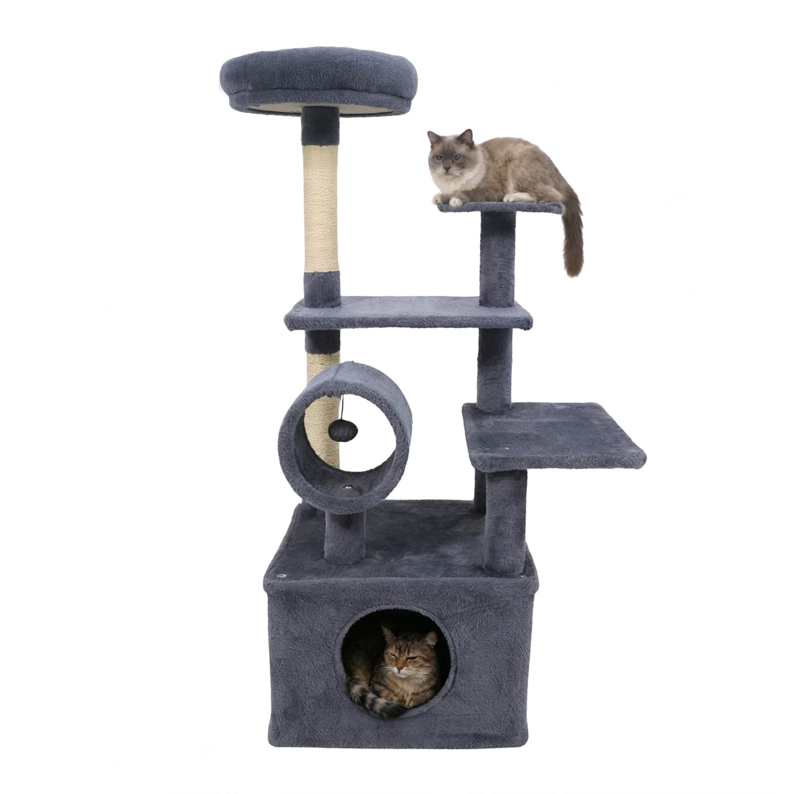 Gymax - 48'' Tall Cat Tree w/ Large Condo Padded Top Perch Jute Scratching Post Tunnel Dark Grey price history on PriceWatchPro