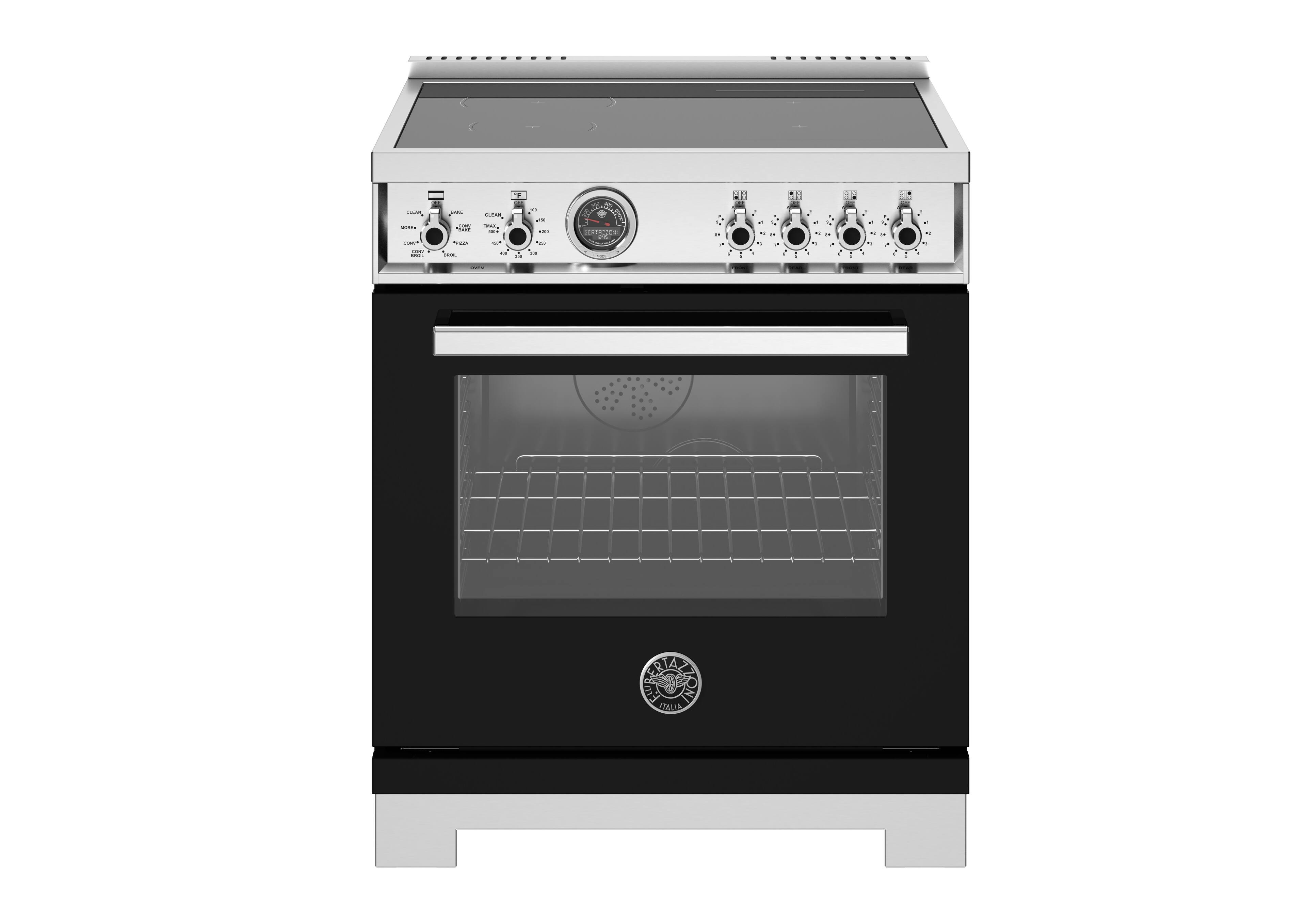 Bertazzoni - 30" Professional Series range - Electric self clean oven - 4 induction zones - Black