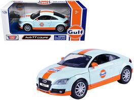 Audi TT Coupe "Gulf Oil" Stripes "Gulf Die-Cast Collection" 1/24 Diecast Model Car by Motormax - Light Blue with Orange
