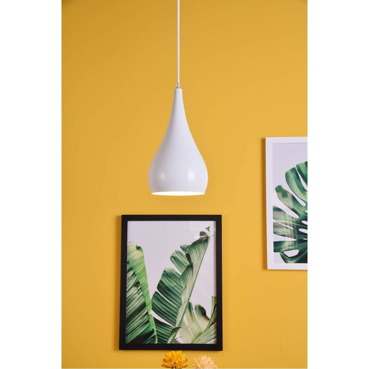 Alt View 4. Living District - Nora 1 Light White Pendant - White.