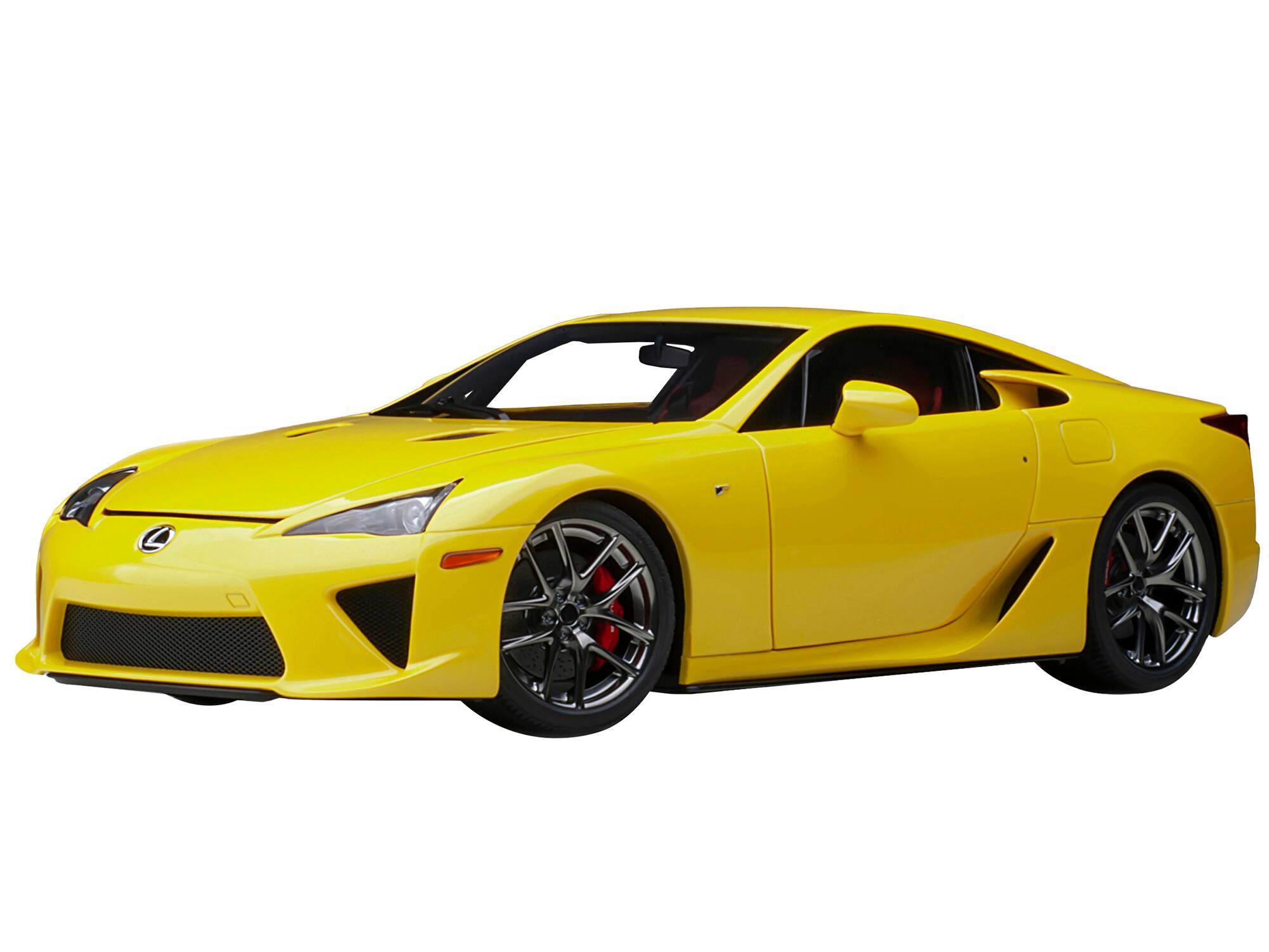 Front. Autoart - Lexus LFA Pearl Yellow with Red and Black Interior 1/18 Model Car by Autoart.