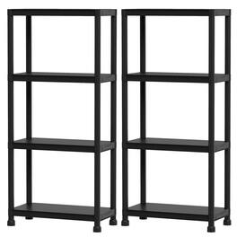 Costway - 2 PCS 4-Tier Heavy-Duty Plastic Storage Shelves Freestanding Garage Shelving Unit - Black