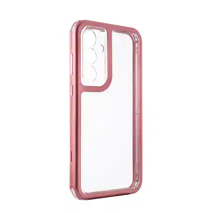 Front. Reiko - Heavy Duty Transparent Shockproof Protection 3-In-1 Hybrid Protective Case For Galaxy A35 5G In Pink - Pink.