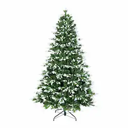 RYHNUYNE - 6FT White-Tipped Artificial Christmas Tree With 1742 PE and PVC Tips and Hinged Branches, Metal Stand - Green