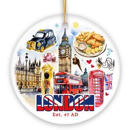 OrnamentallyYou - Classic London Artwork City Full of Landmarks Ornament Vintage Souvenir of England - Multi-colored