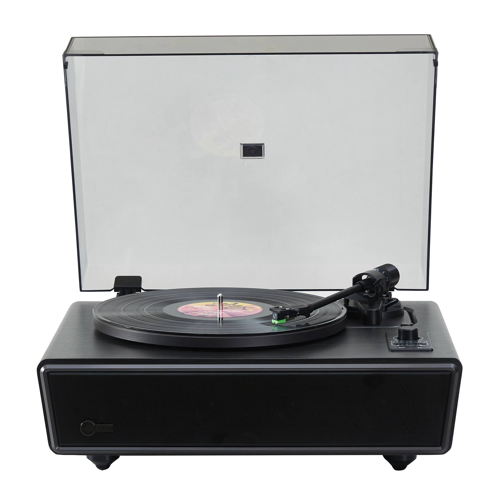 Front. Arkrocket - Arkrocket Huygens Bluetooth Turntable with Built-in Speakers (Black) - Black.