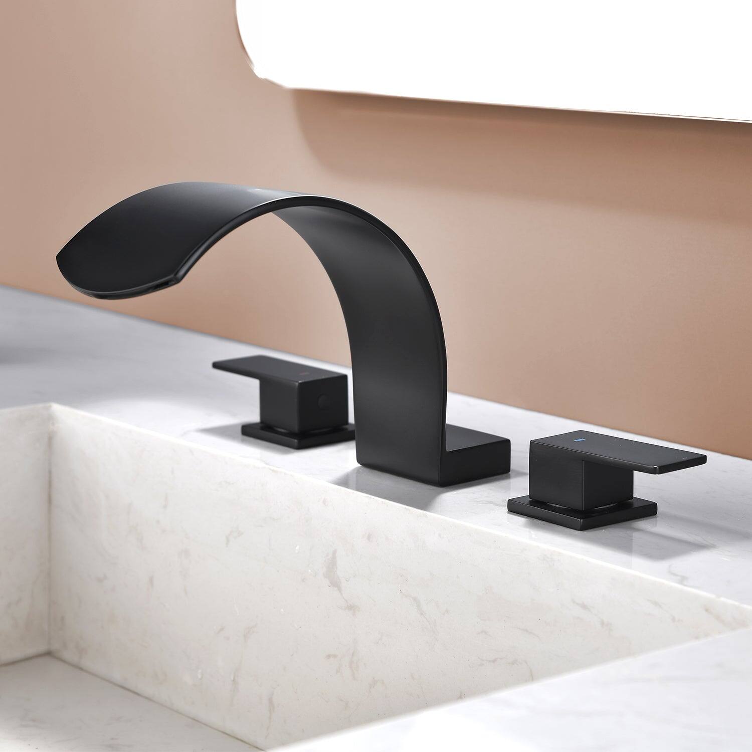 Alt View 1. Boyel Living - Black Faucet SUS304 Waterfall Spout cUPC Quick Connect Dual Handle - Matte Black.