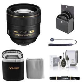 Bundle - Nikon - 85mm f/1.4G IF AF-S NIKKOR Lens, with ProOptic 77mm Filter Kit, Lens Case, Lens Cleaner, Cleaning Kit, Lens
