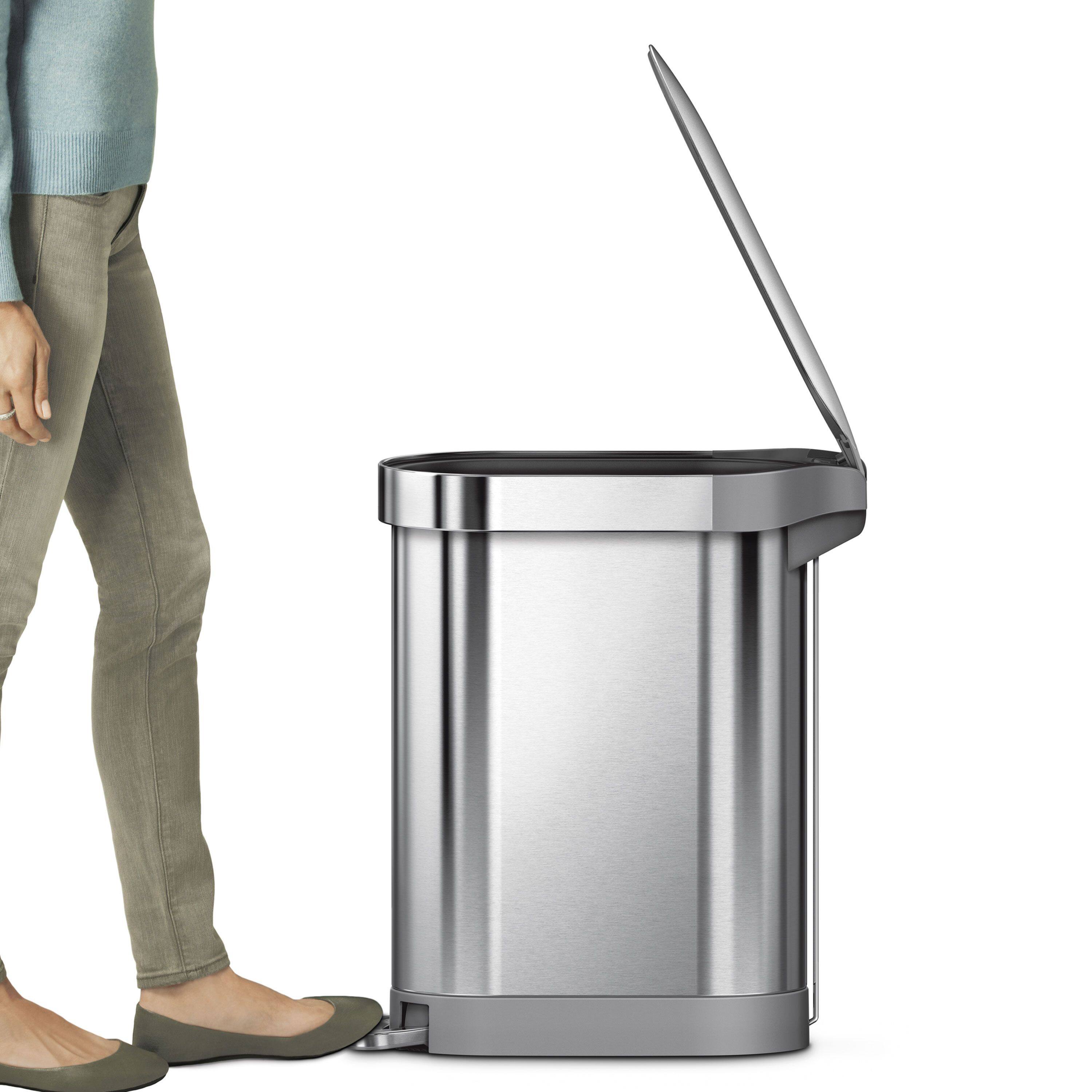 Alt View 2. simplehuman - 45L slim step can, brushed stainless steel - Brushed.