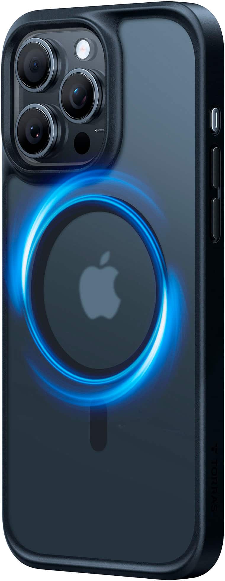 Front. TORRAS - Guardian Magnetic Military Grade Drop Tested & Compatible MagSafe slim Frosted Case designed for Apple iPhone 15 Pro - Black.
