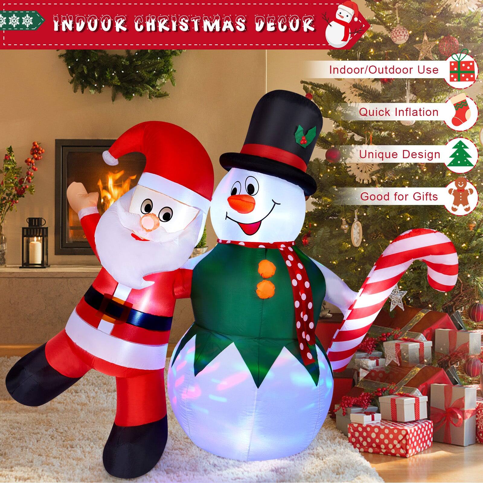 Alt View 3. CAMULAND - 6FT Inflatable Snowman Santa Claus Christmas Decorations - White Red.