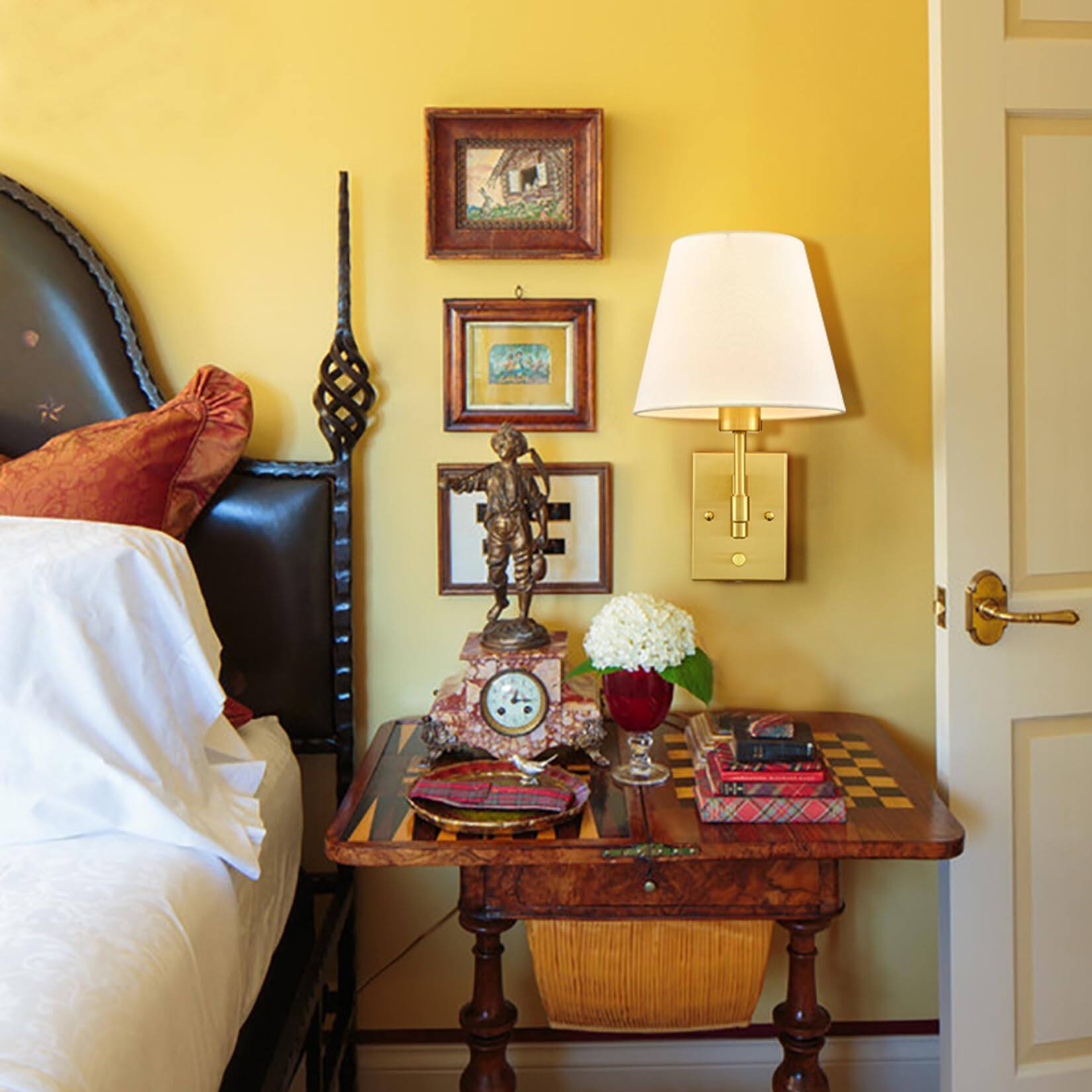 Left. TECH SAFARI - Plug in Wall Sconces Set Of Two Beige Shade Brass Swing Arm Lamp With Cord Mount Light For Bedroom Living Room - Gold.