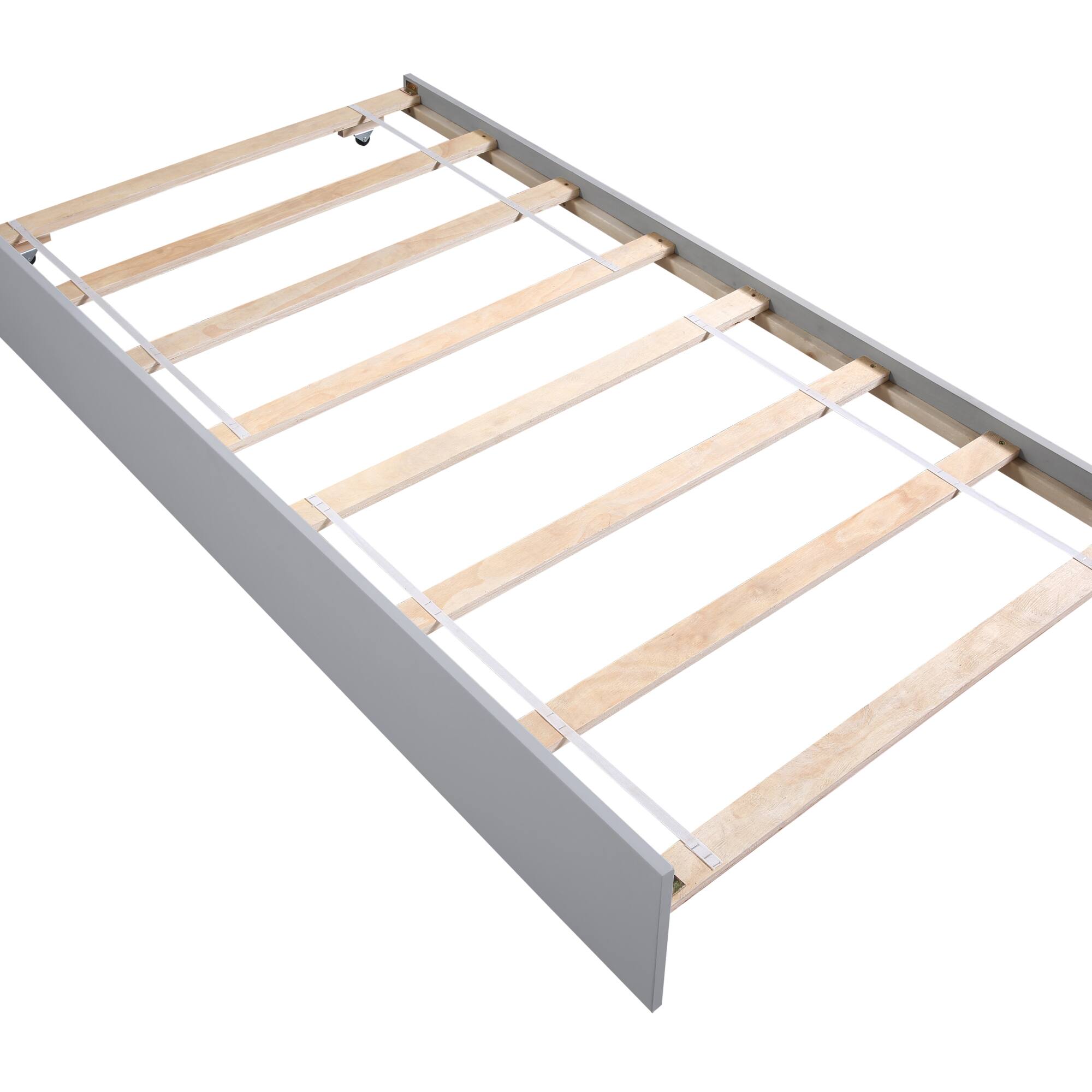 Alt View 8. GOODSILO - Space-Saving Twin Platform Bed Frame with Pull-Out Trundle and Headboard for Compact Living Areas - Grey.