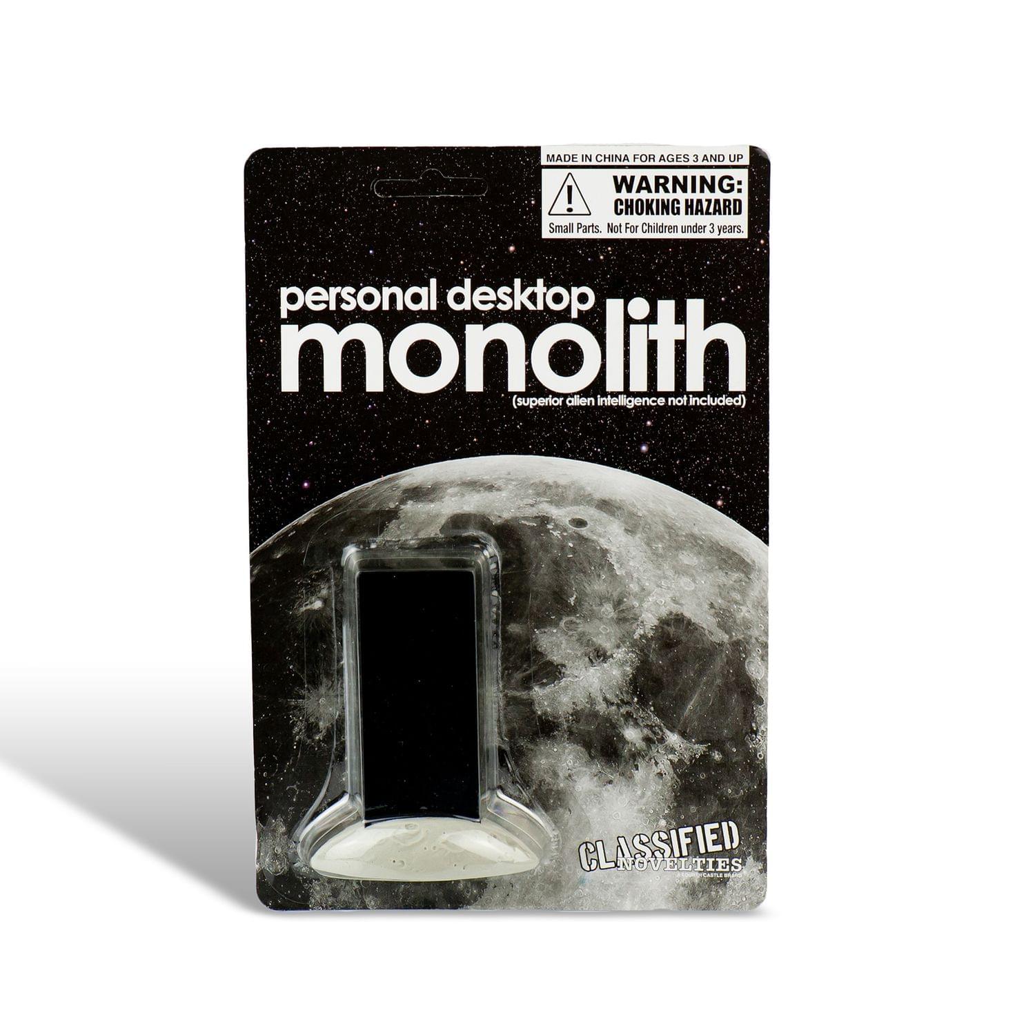 MADE IN CHINA FOR AGES 3 AND UP  
WARNING: CHOKING HAZARD  
Small Parts. Not For Children under 3 years.  

personal desktop monolith  
(superior alien intelligence not included)  

CLASSIFIED NOVELTIES