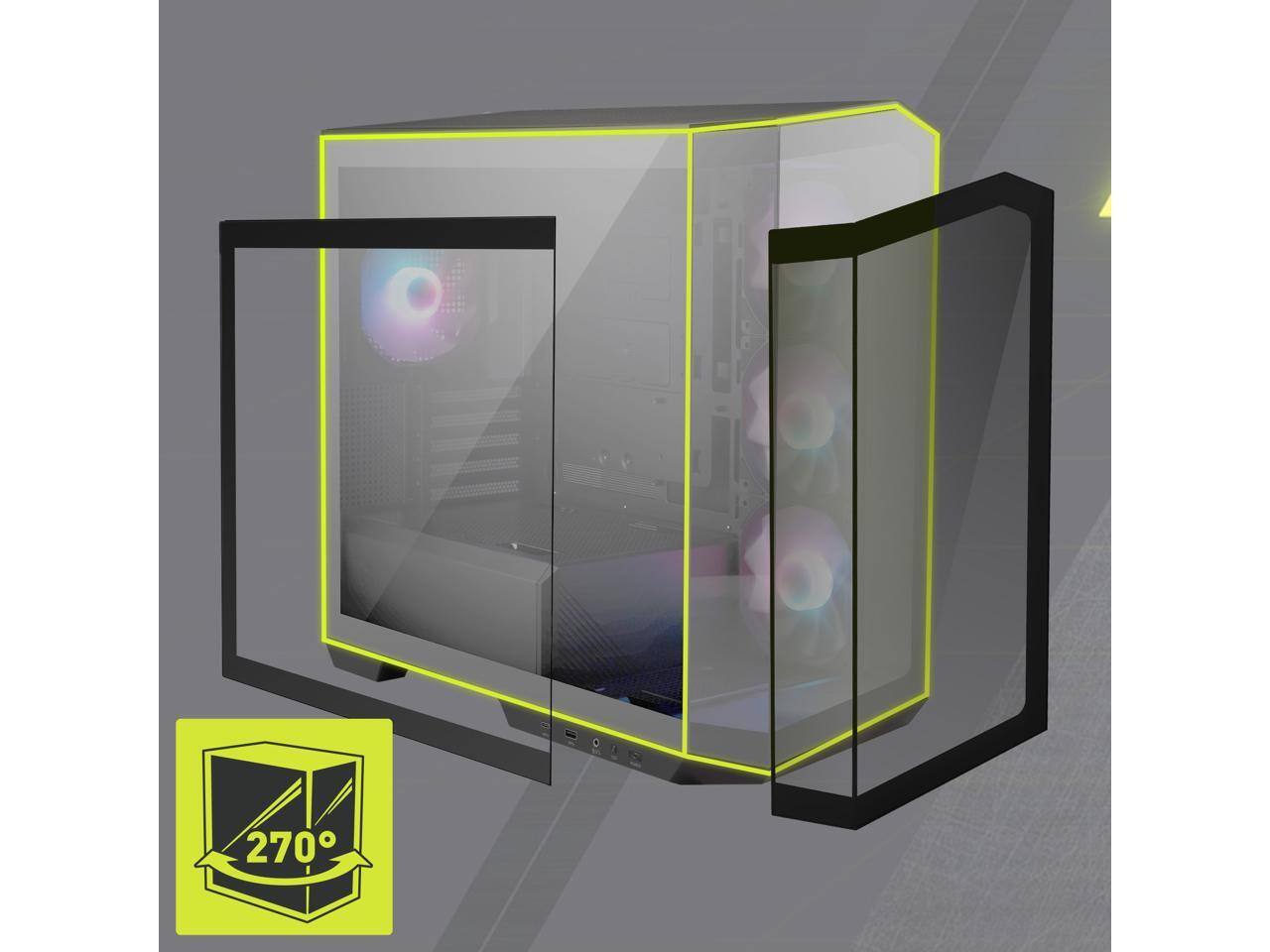 Alt View 8. MSI - MSI MAG PANO M100R PZ / WHITE - Tower - Black - Tempered Glass, Metal - 4 x 120mm Fan(s) Installed - Micro ATX, ITX - Black.