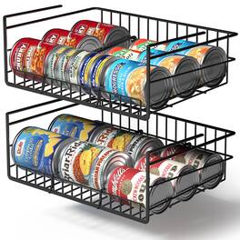 Sorbus - Under Cabinet Can Storage Shelf – Pantry Organizer with Divider for Canned Goods - Black
