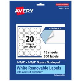 Avery - Removable Square Scalloped Labels, 1-5/8" x 1-5/8", 300ct - White