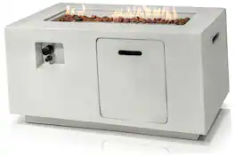 SereneLife - Fire Pit Table, 50,000 BTU Propane Gas Fire Pit with Adjustable Flame & Lava Rock - SLNFCNY78 - Gray