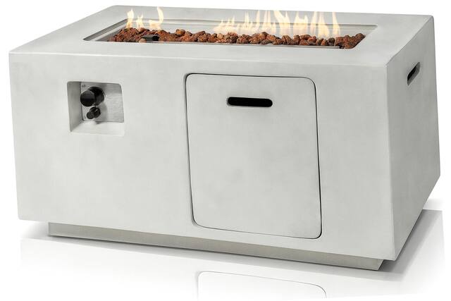 Front. SereneLife - SereneLife Fire Pit Table, 50,000 BTU Propane Gas Fire Pit with Adjustable Flame & Lava Rock - SLNFCNY78 - Gray.