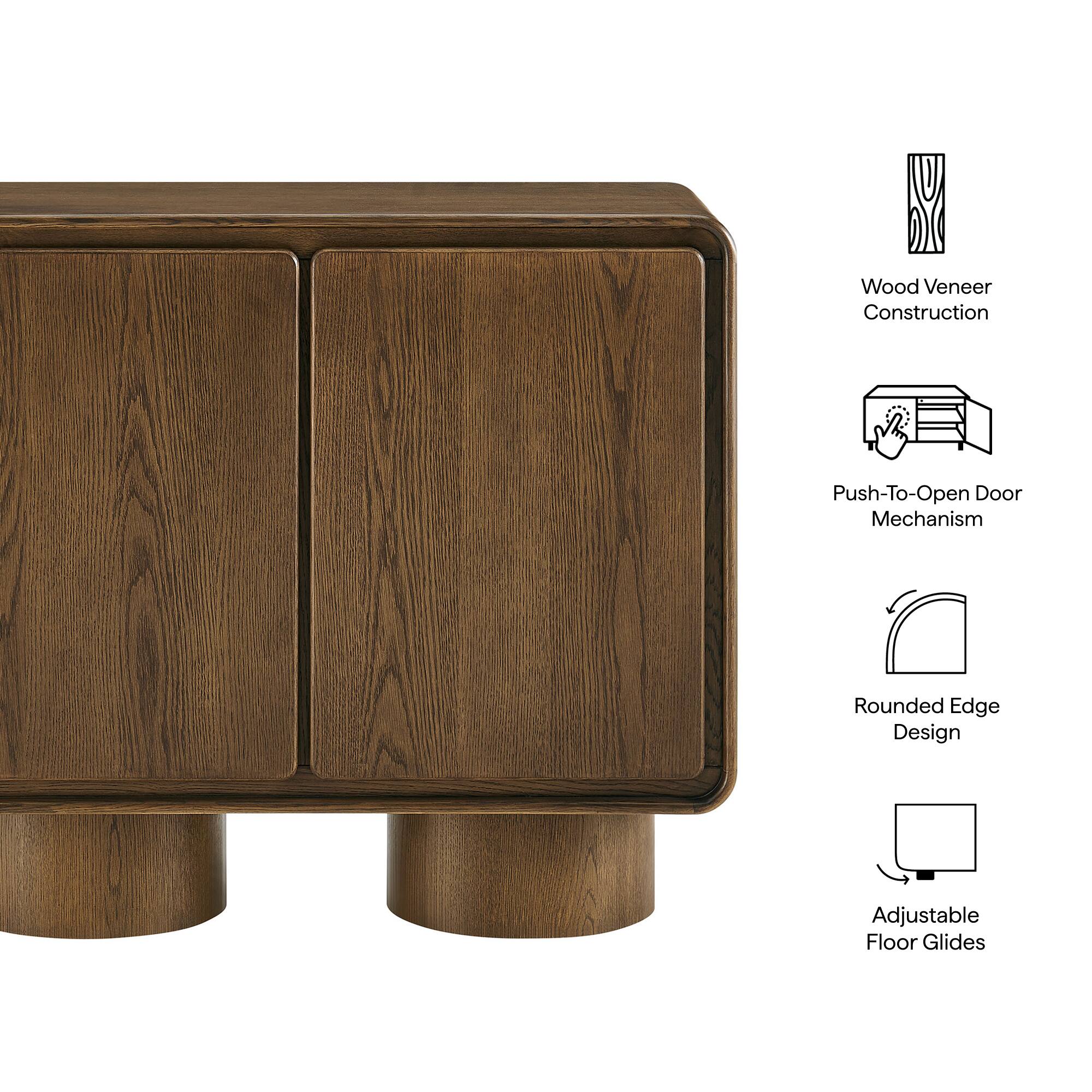 Wood Veneer Construction  
Push-To-Open Door Mechanism  
Rounded Edge Design  
Adjustable Floor Glides
