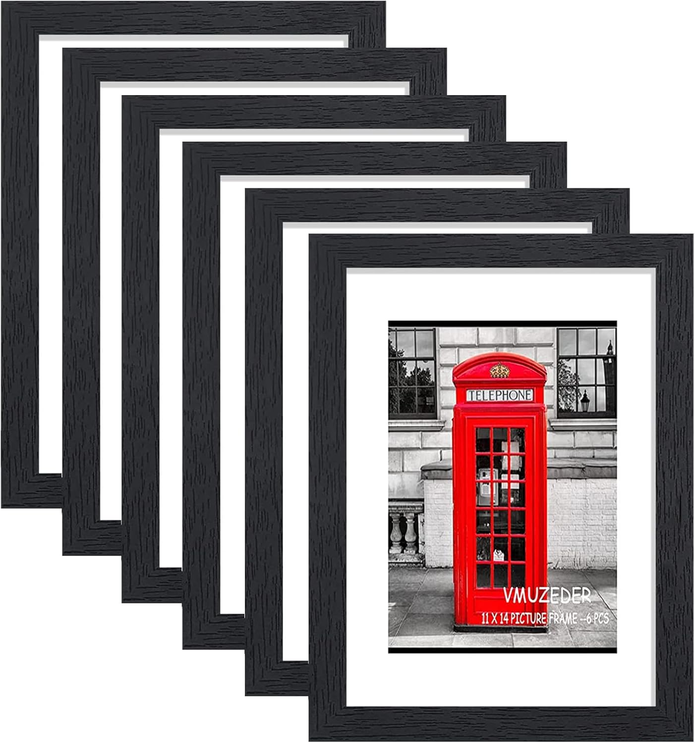 blue - 8x10 Picture Frame Black Set of 6,Display Pictures 5x7 with Mat or 8x10 Without Mat for Wall Mounting or Table - colorBlack+size11x14-6PCS