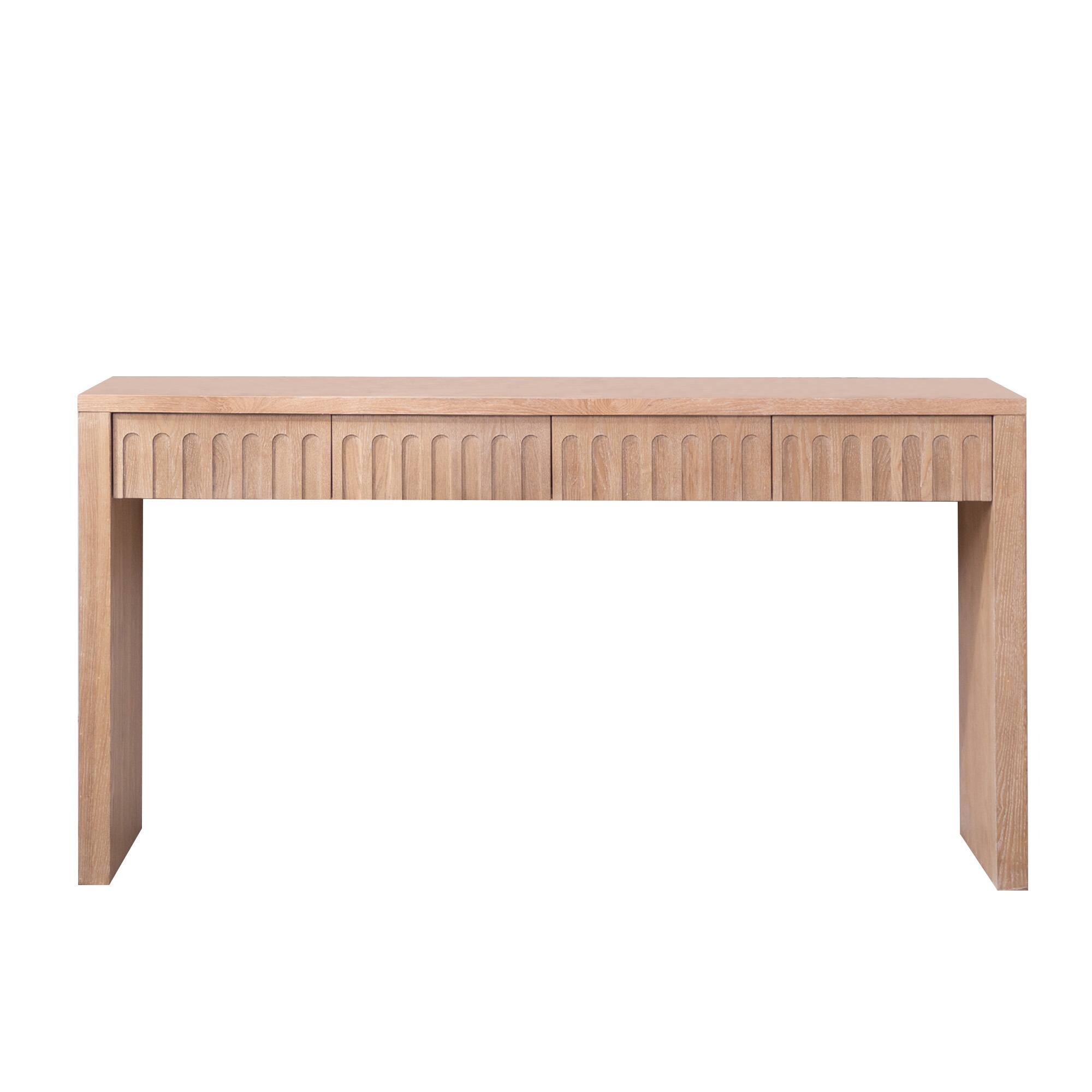 Alt View 1. Spaco - Spaco 59 Inch Modern Console Table with 4 Drawers, Natural Wood Finish Entryway Table for Narrow Hallway Living Room - Natural.