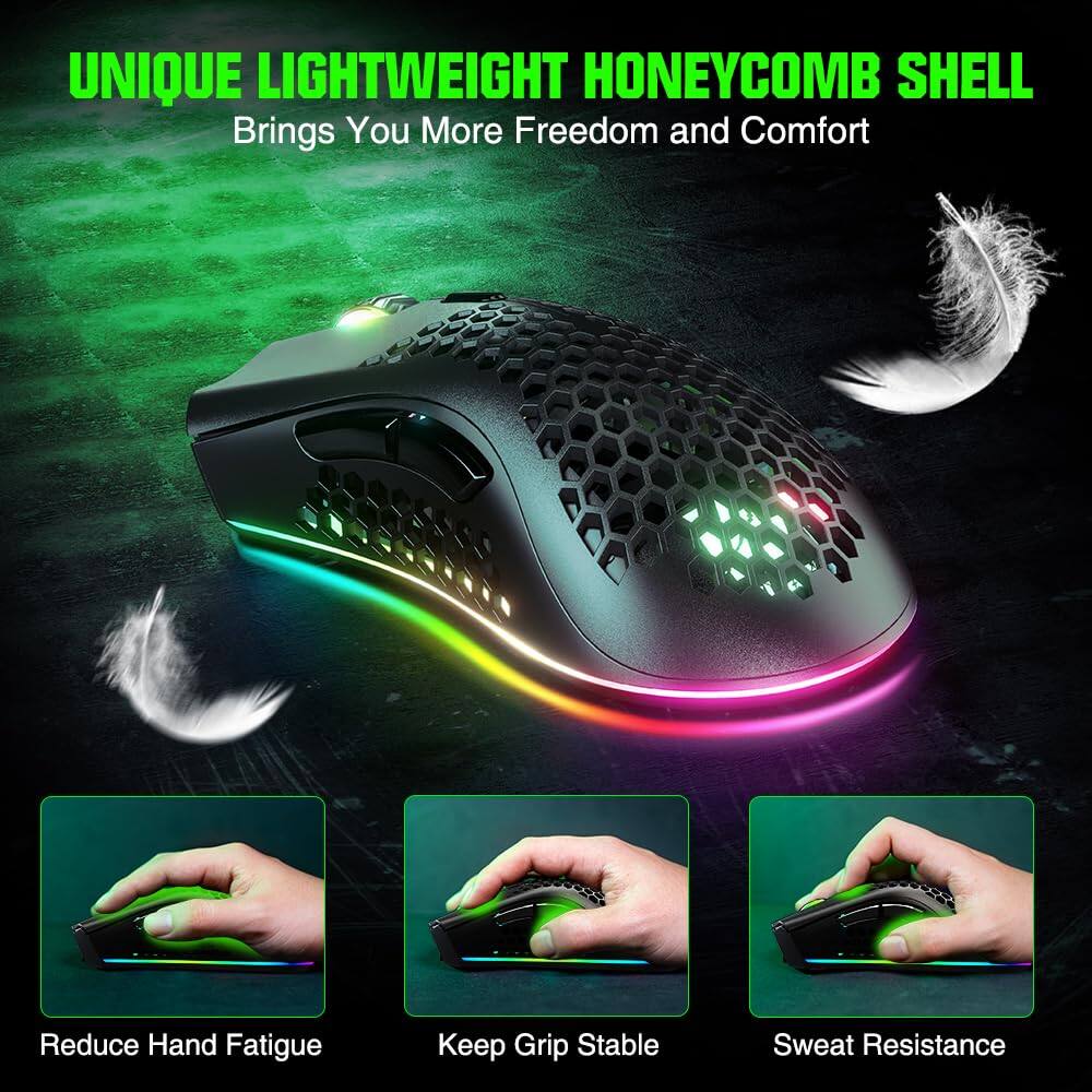 UNIQUE LIGHTWEIGHT HONEYCOMB SHELL  
Brings You More Freedom and Comfort  

Reduce Hand Fatigue  
Keep Grip Stable  
Sweat Resistance