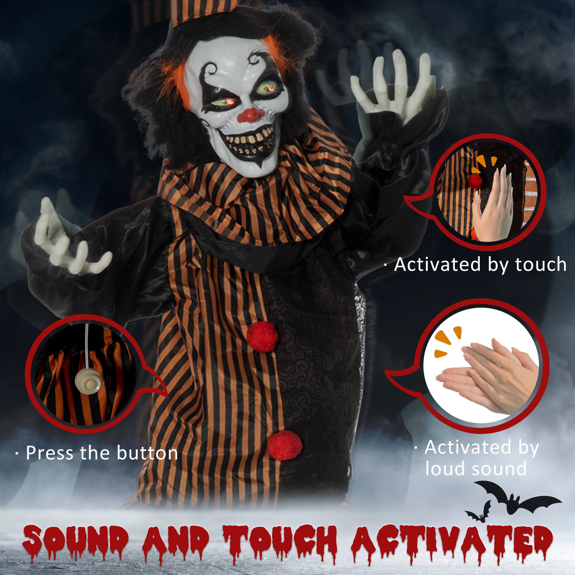 - Activated by touch
- Press the button
- Activated by loud sound

SOUND AND TOUCH ACTIVATER
