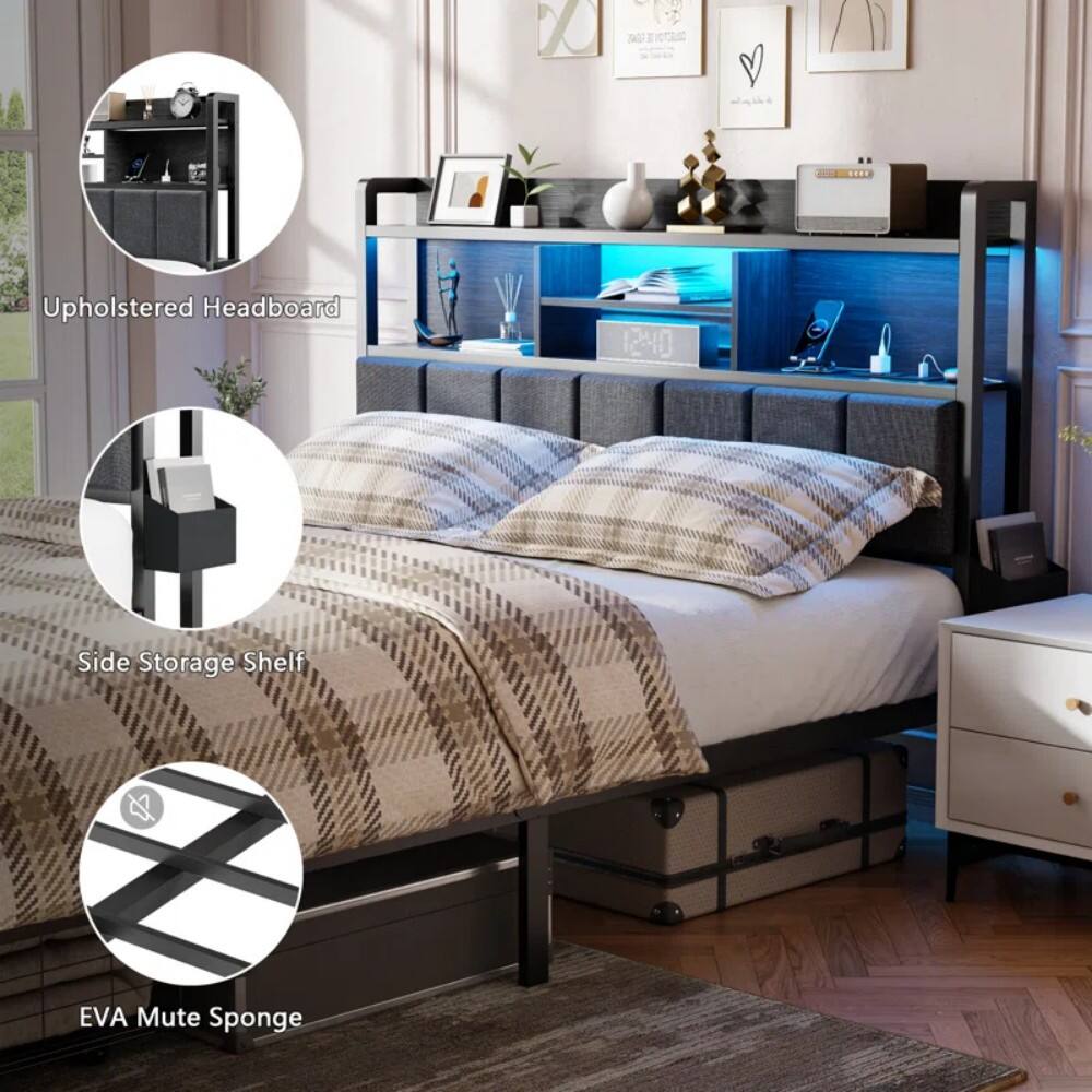DO TILc Upholstered Headboard 1240 Side Storage Shelf EVA Mute Sponge