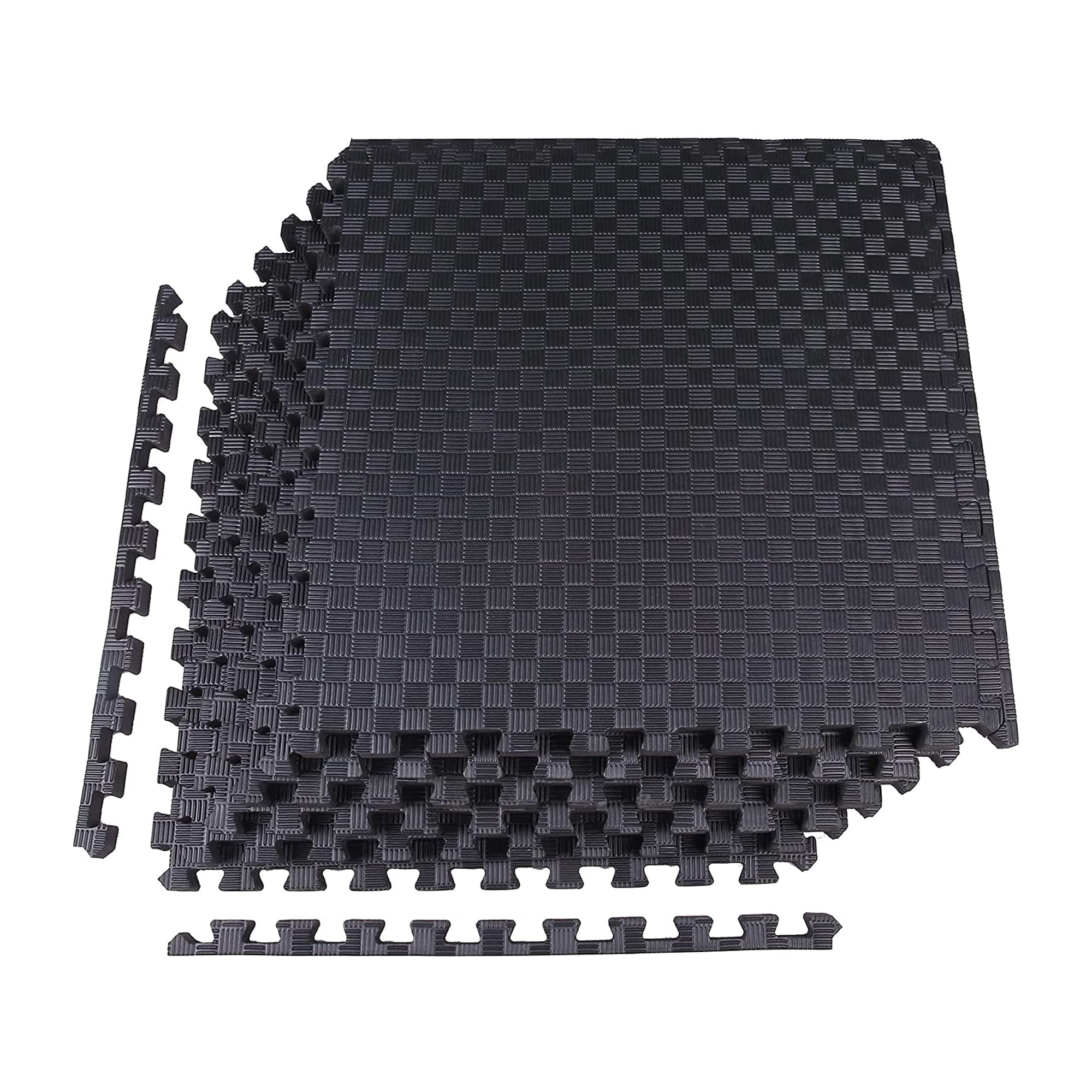 Front. BalanceFrom Fitness - BalanceFrom Fitness Foam Interlocking Exercise Floor Mat, 24 Square Feet, Black - Black.