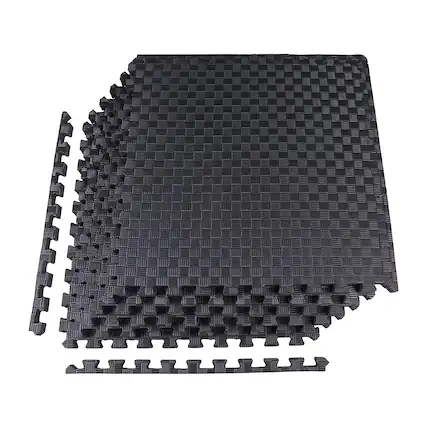 Front. BalanceFrom Fitness - BalanceFrom Fitness Foam Interlocking Exercise Floor Mat, 24 Square Feet, Black - Black.